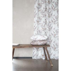 Kuddfodral ALEXA med blommor och blad i brunt och beige på offwhite bottenfärg