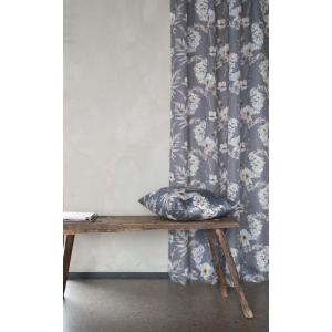 Kuddfodral ALEXA med blommor och blad i offwhite på grå botten