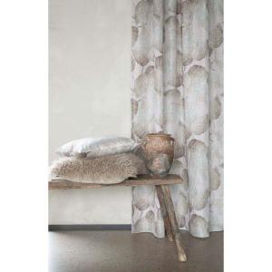 Kuddfodral Capri med stora blad i brunbeige på linnefärgad botten