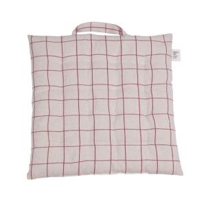 Sittdyna Axel med handtag och vävda rutor i rött och beige