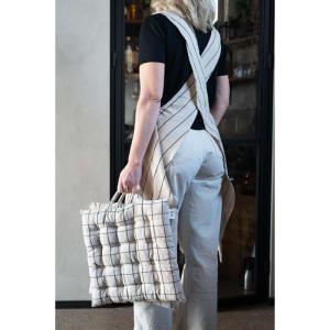 Sittdyna Axel med handtag och vävda rutor i svart och beige