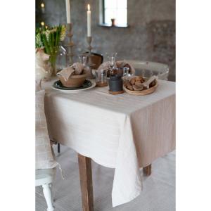 Tygservett / liten duk Lucas, garnfärgad mönstervävd och återvunnen rand i klassisk stil. Offwhite