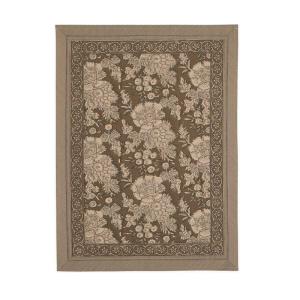 Kökshandduk SONIA, blommig och bård runt om, lattefärgad botten