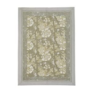 Kökshandduk SONIA, blommig och bård runt om, ljusgrön botten INKOMMER 250228