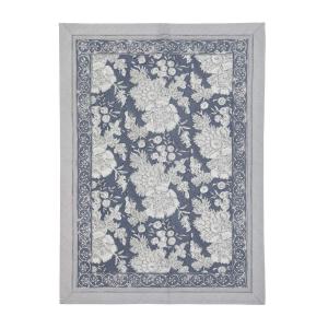 Kökshandduk SONIA, blommig och bård runt om, blå botten INKOMMER 250228