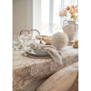 Rund Bordstablett, tallriksunderlägg, duk BRITTA, handvirkad i linnefärg