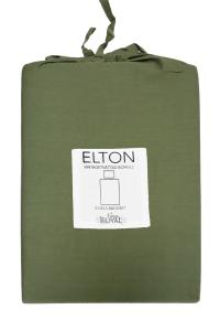 Bäddset ELTON, enfärgat vintage tvättat bäddset med jeans söm i olivgrönt