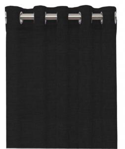 Gardinlängd WAYNE med öljetter, svart, enfärgad, tunn och skir med struktur