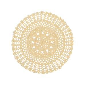 Rund Bordstablett, tallriksunderlägg, duk BRITTA, handvirkad i gult