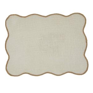 Bordstablett IDA, enfärgad linnetablett med vågig kant i jute
