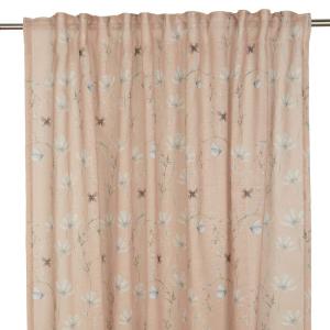 Gardin PENNY med blommor och fjärilar på laxrosa botten