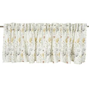 Gardinkappa LYKKE med blommor och blad i gult med offwhite bottenfärg