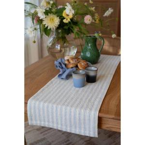 Bordslöpare RONJA, randig i offwhite och blått