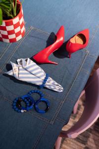 Bordsduk NORTON i tvättad denim i blått