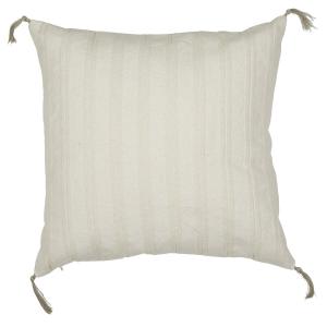 Kuddfodral VALLE med vävda ränder i beige och tofsar i hörnen