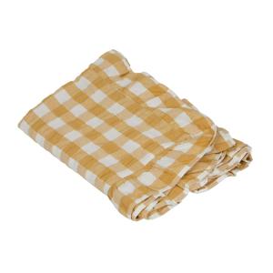 Bordsduk LISA i gul och vit rutig bäckebölja med volang runt kanten
