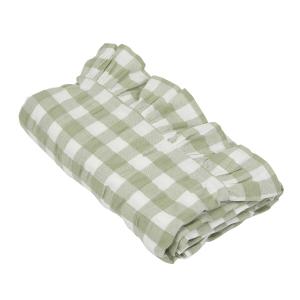 Bordsduk LISA i grön och vit rutig bäckebölja med volang runt kanten