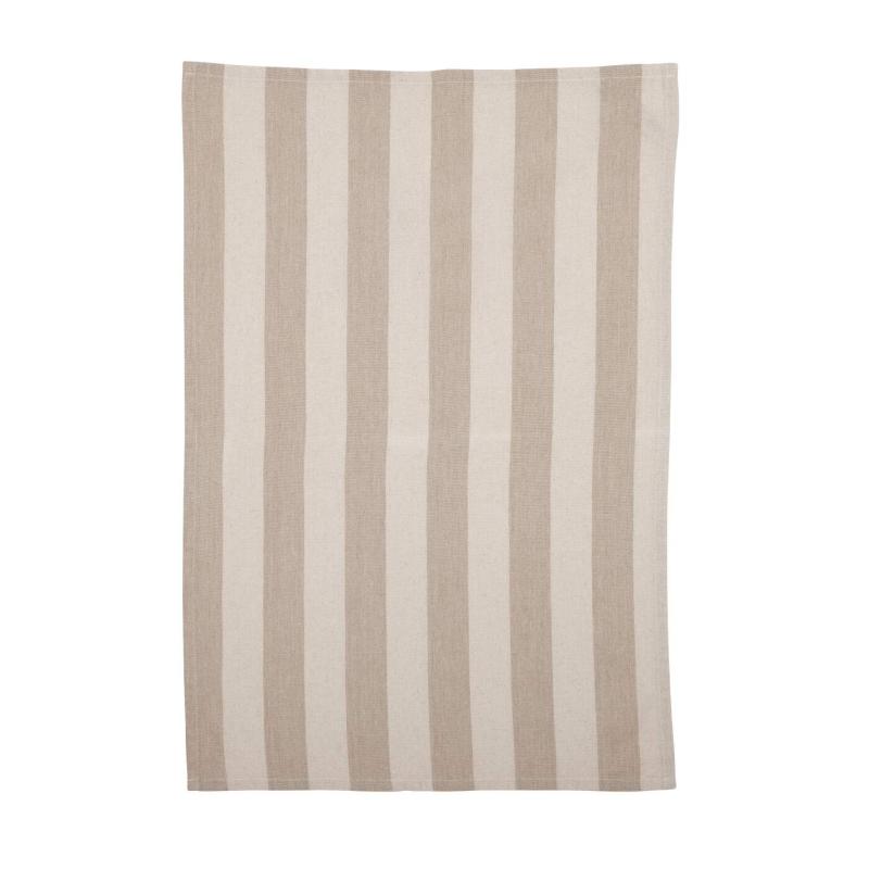 Kökshandduk AMALIA, bredrandig i linnefärg och offwhite