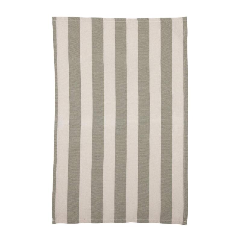 Kökshandduk AMALIA, bredrandig i lindblomsgrönt och offwhite