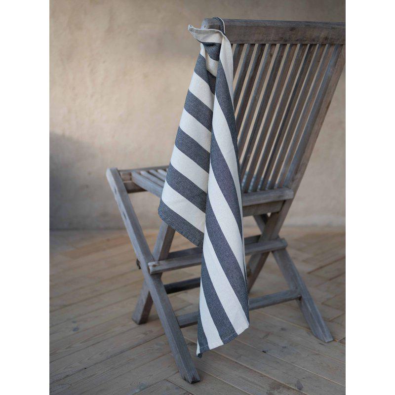 Kökshandduk AMALIA, bredrandig i svart och offwhite