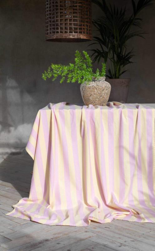 Duk AMALIA, extra lång, bredrandig i gult och rosa