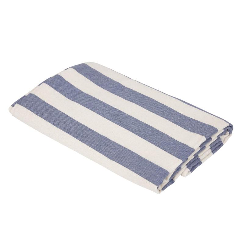 Duk AMALIA, extra lång, bredrandig i marinblått och offwhite