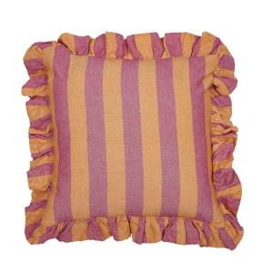 Kuddfodral AMALIA, bredrandig med volang i orange och rosa