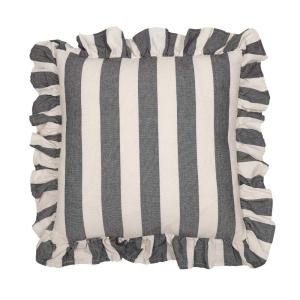 Kuddfodral AMALIA, bredrandig med volang i svart och offwhite