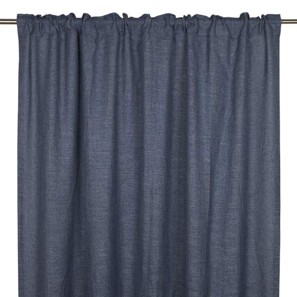 Gardin RIO, enfärgad med struktur i tyget i marinblått