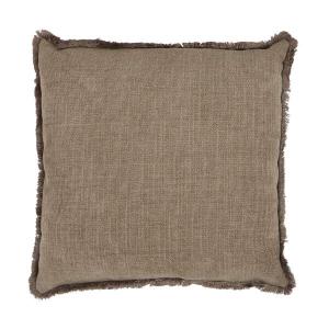 Kuddfodral DANNY, enfärgad med struktur och en kort frans runt om i linnefärg