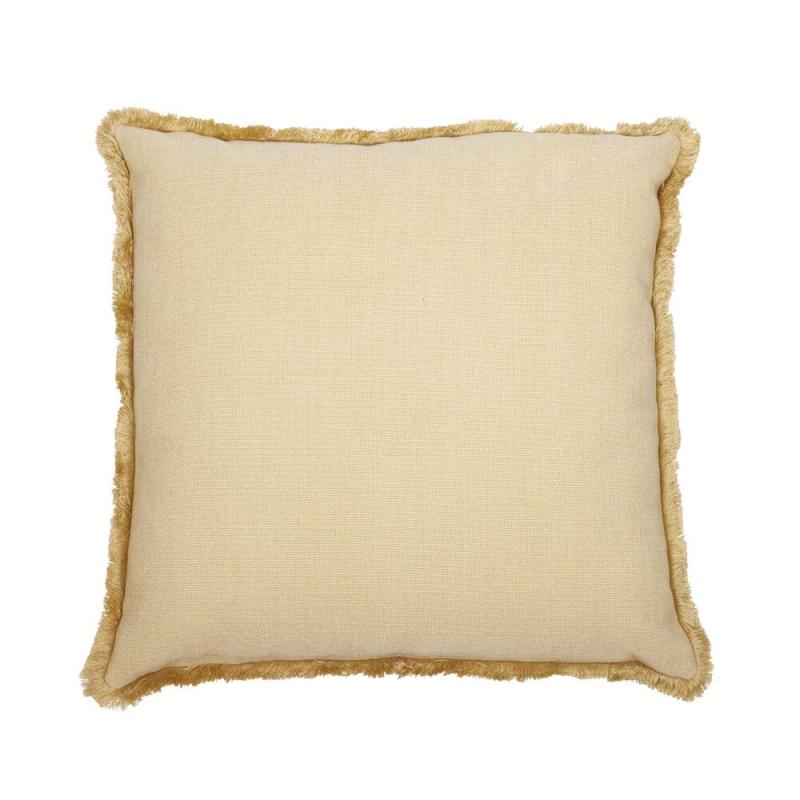 Kuddfodral DANNY, enfärgad med struktur och en kort frans runt om i ljusgult