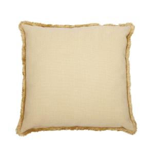 Kuddfodral DANNY, enfärgad med struktur och en kort frans runt om i ljusgult