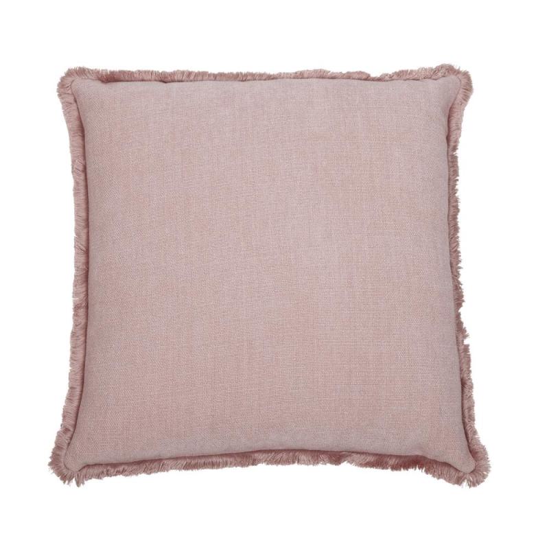 Kuddfodral DANNY, enfärgad med struktur och en kort frans runt om i ljusrosa