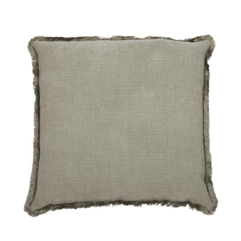 Kuddfodral DANNY, enfärgad med struktur och en kort frans runt om i ljusgrön