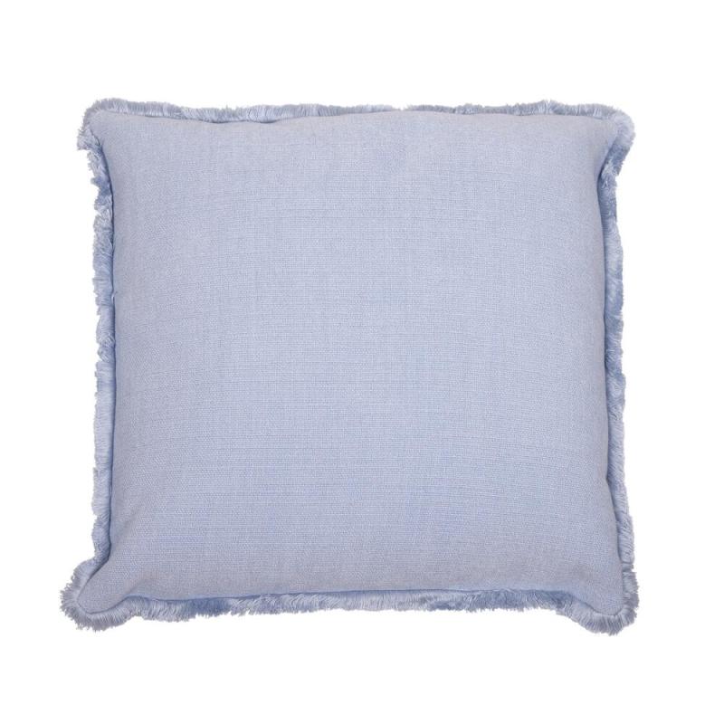 Kuddfodral DANNY, enfärgad med struktur och en kort frans runt om i ljusblå