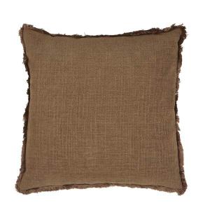 Kuddfodral DANNY, enfärgad med struktur och en kort frans runt om i ljusbrun