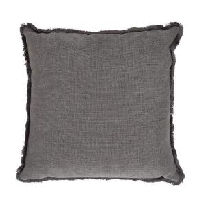 Kuddfodral DANNY, enfärgad med struktur och en kort frans runt om i mörkgrå
