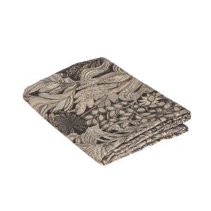 Duk FARAH med bladmönster i beigebruna toner på svart botten