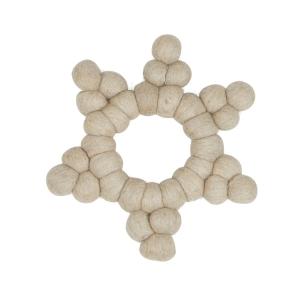 Grytunderlägg STELLA i tovad ull formad som en stjärna i linnefärg