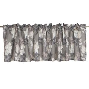 Gardinkappa MONTANA med bladmönster i brunt och beige på nougatbrun botten