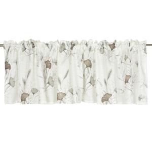 Gardinkappa GISELA med Ginkoblad i beige och brunt, bottenfärg offwhite