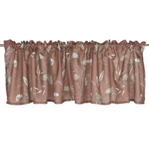 Gardinkappa GISELA med Ginkoblad i beige och brunt, bottenfärg rost