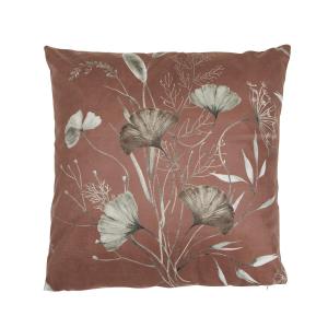 Kuddfodral GISELA med Ginkoblad i beige och brunt, bottenfärg rost