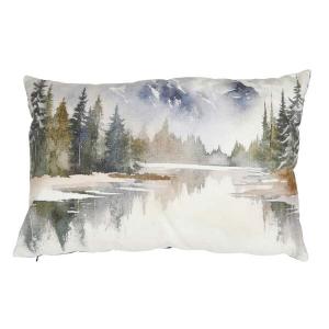 Kuddfodral LAKE akvarellmålad sjö i vackert vinterlandskap