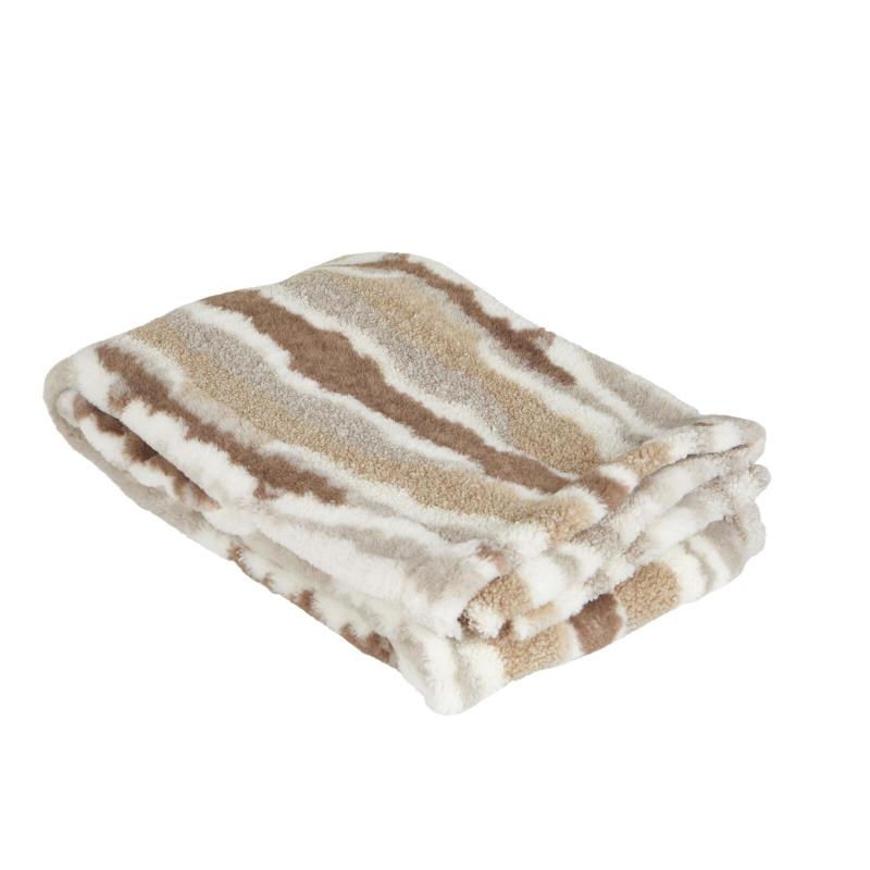 Pläd IDRE med oregelbunden randning i brunt, beige och offwhite