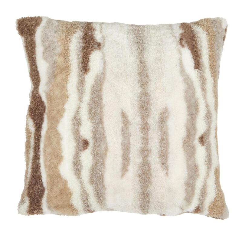 Kuddfodral IDRE med oregelbunden randning i brunt, beige och offwhite
