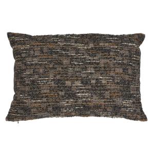 Kuddfodral ZEN med olika texturer i väven, melerad i svart och brunt