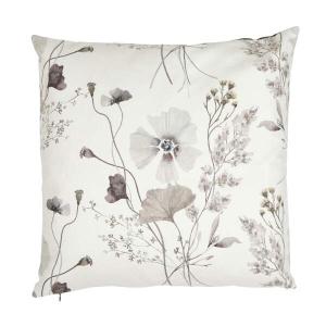 Kuddfodral SABINE med blommor och blad i beige på offwhite bottenfärg