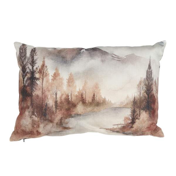 Kuddfodral WOODLAND med landskapsmotiv i bruna toner