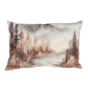 Kuddfodral WOODLAND med landskapsmotiv i bruna toner
